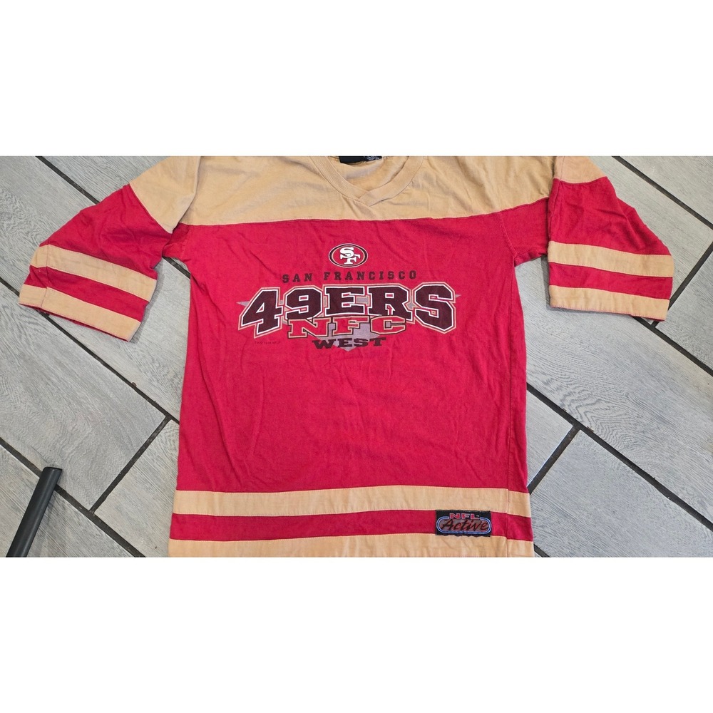 Vintage 1996 San Francisco 49ers NFL Active T-Shirt Red Gold Medium 90s Jersey
